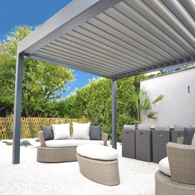 Opening closing roof outdoor square tube louver pergola aluminium