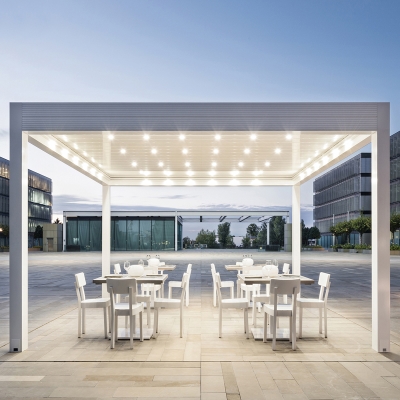 Bioclimated garden motorized adjustable aluminum louver roof pergola