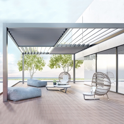 Outdoor bioclimatic patio removable rotating roof louver pergola for sunshade