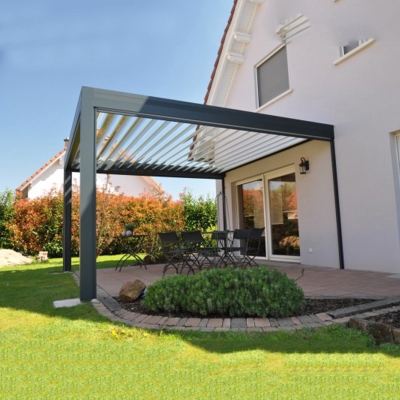 Electric waterproof garden bioclimatic wall motorised folding pergola roof