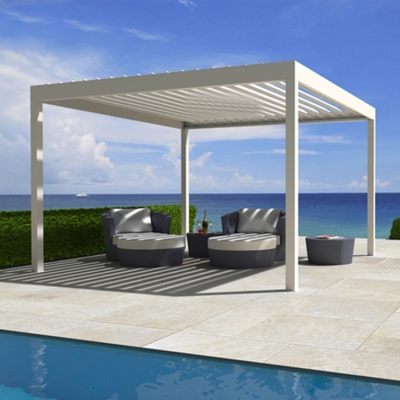Rainproof backyard patio cover pergola gazebo 4x4 With LED lights