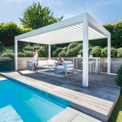Electric Louvered Roof System Balcony Outdoor Gazebo Motorized Bioclimatic Pergola