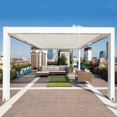 Modern outdoor terrace electric aluminum pergola sun shade with LED light