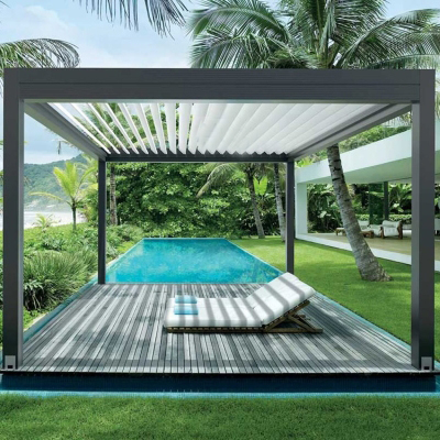 Porch Patio Shade Outdoor Waterproof Aluminum Motorized Pergola With Remote Controller