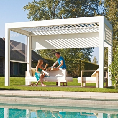 Luxury outdoor gazebo aluminum pergola bioclimatic with Led strip lights