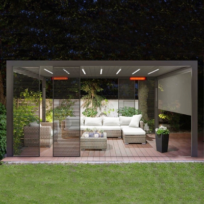 Fully automatic custom size waterproof gazebo aluminum terrace roof pergola outdoor