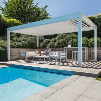 Modern design pergola motorized terrace roof waterproof aluminium louver roof