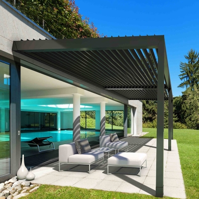 Outdoor bioclimatic adjustable motorized garden weatherproof pergola gazebo