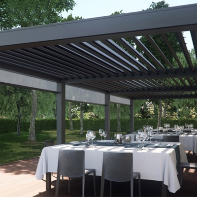 Remote Control aluminium louver metal outdoor motorized pergola terrace