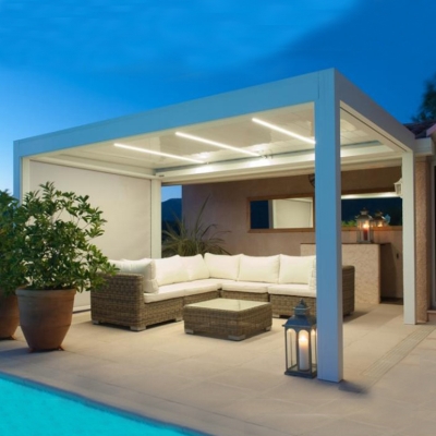 Custom easy assembly garden motorized adjustable louver roof gazebo pergola