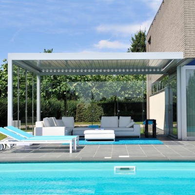 Remote controlled motorized waterproof aluminum louver pergola roof 3m x 4m x 3m