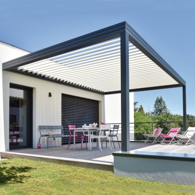 Balcony deck roof louvered aluminum waterproof folding pergola roof