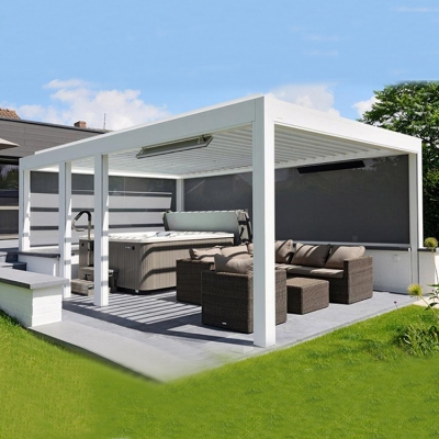electric aluminum adjustable bioclimatic pergola louver roof with screens