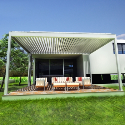 5x4 balcony electric automatic aluminium louvre pergola for hotel restaurant