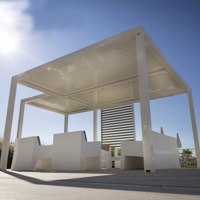 metal aluminium electric waterproof pergola louver building with 3D model