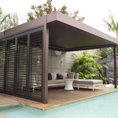 Garden shade motorized waterproof roof louvre outside remote electric pergola awning