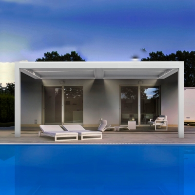 Rainproof pavillon outdoor electric control aluminum louvered pergola with adjustable louvers