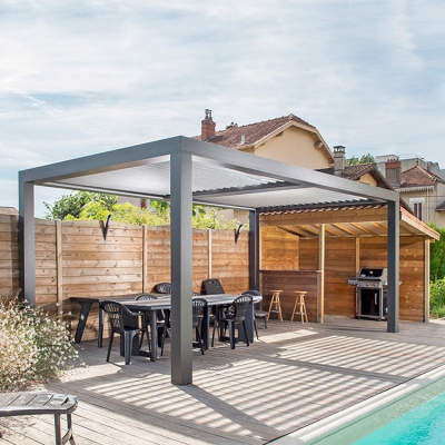 Terrace roof gazebo outdoor pergola with movable louvers
