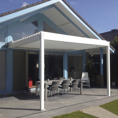 Metal gazebo garden electric waterproof louvered roof patio pergola shade