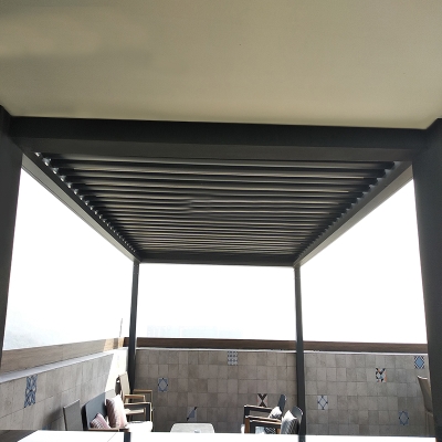 Hot Sale Outdoor BBQ Rainproof Pergola Motorized Gazebo With Roller Blinds