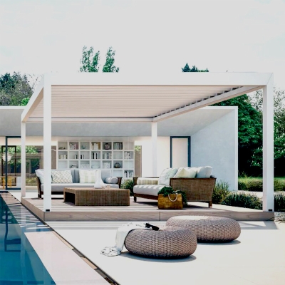Morden garden high quality aluminum pergola gazebo electric roof louver