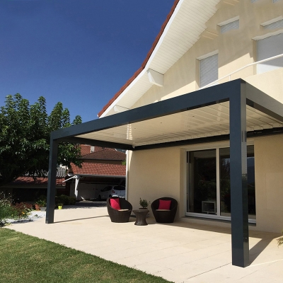 Morden garden waterproof electric roof louver white aluminum pergola gazebo