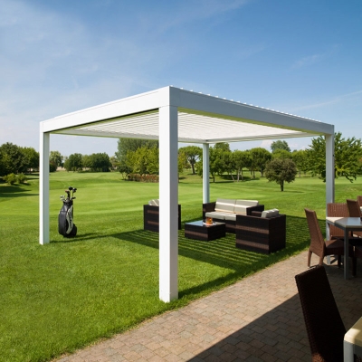 Operable Aluminium Electric Retractable Louver Roof Bioclimatic  Waterproof Pergola Covers