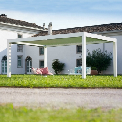 Modern New Design aluminium motorized retractable bioclimatic pergola with LED Light