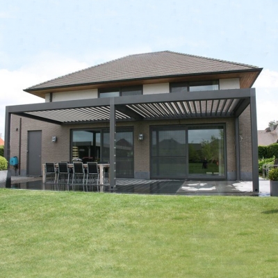 Garden Furniture Aluminium Motorized Electric Roof Shade Pergola Louvre Blades