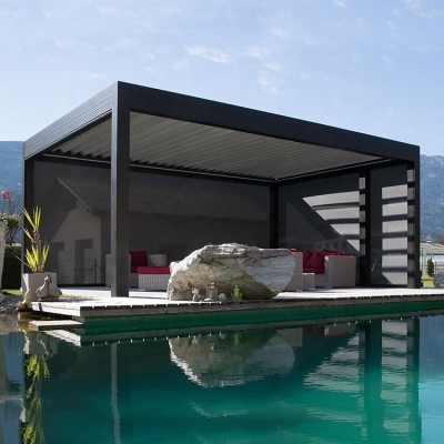 Outdoor Aluminium Metal Framed Pergola Motorized Louvre Roof
