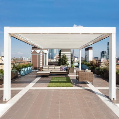 Waterproof Aluminum pergola Coverings Electric Opening Pergola Roof with LED light