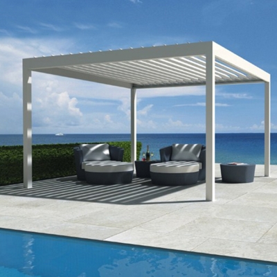Outdoor Aluminum Sun Shade Louver Patio Remote Control Electric Pergola Roof