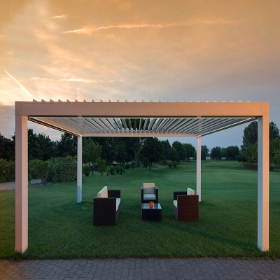 Aluminum Waterproof Roof Louvered Pergola Lean to Wall