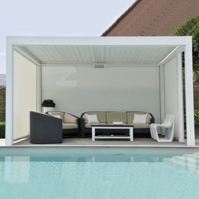 Automatic roof system gazebo aluminum louver roof retractable pergola canvas with curtain