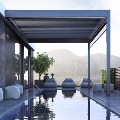 Aluminium sun shade pergola rotating louver waterproof louver roof gazebo price