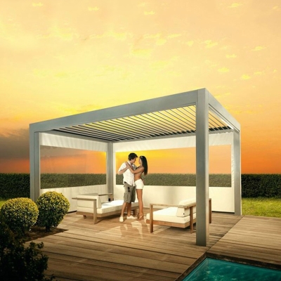New Garden Covers Aluminum Pergola Luxury Outdoor Gazebo With Led Strip Lights