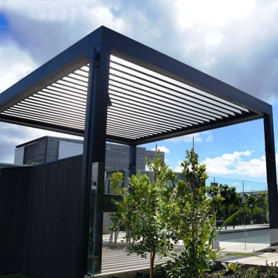 Outdoor automatic waterproof louvered patio cover motorized balcony garden pergola roof bioclimatique