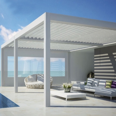 Bioclimatic Ceiling Motorized Pergola System With Adjustable Blades