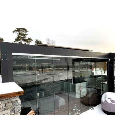 Motorized louvered roof pavilion sun shade electric patio deck awning manufacturers