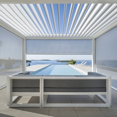 Motorized remote control rotate louvre roof waterproof aluminum pergola