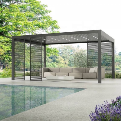 Garden Patio Furniture Kits Aluminum Pergola Shutter Modern Outdoor Furniture