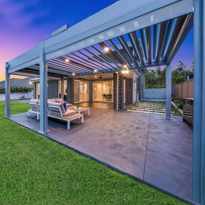 motorized pergola aluminium outdoor with electric louver roof
