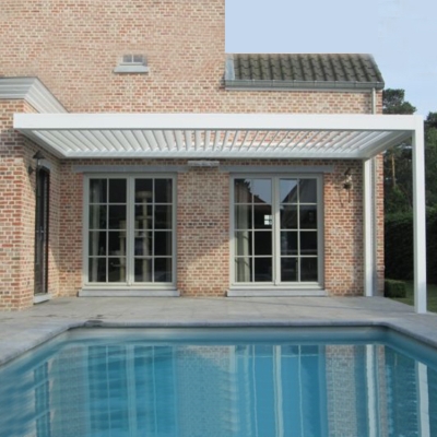 Waterproof aluminium motorized garden pergola with motorized roof