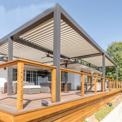 Factory supply outdoor garden louver roof system electric pergola bioclimatica