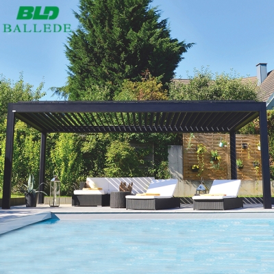 Adjustable electric louver roof aluminium pergola roof with LED strip light