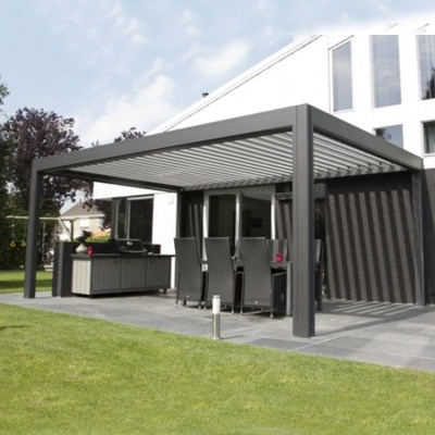 aluminium waterproof louver roof outdoor patio roof pergola with glass door