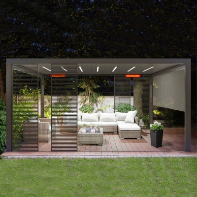 Motorized electric rotating louvered pergola cover roof aluminium outdoor