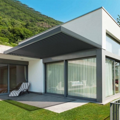 Outdoor patio backyard deck motorized aluminium profile gazebo pergola curtains