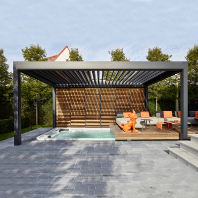 Adjustable garden metal backyard motorized multiple pergola with louvered roof