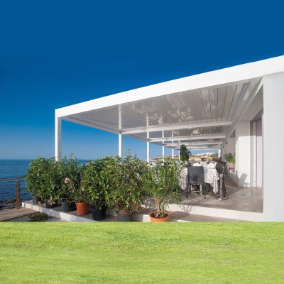 Outdoor garden opening roof system motorized waterproof pergola opening roof louver
